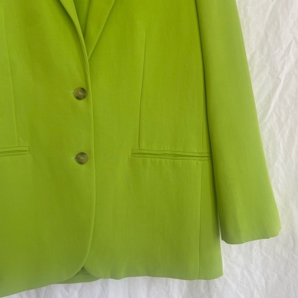 Zara Blogger Lime Straight Cut Oversized Blazer Jacket Size XS - Picture 4 of 13